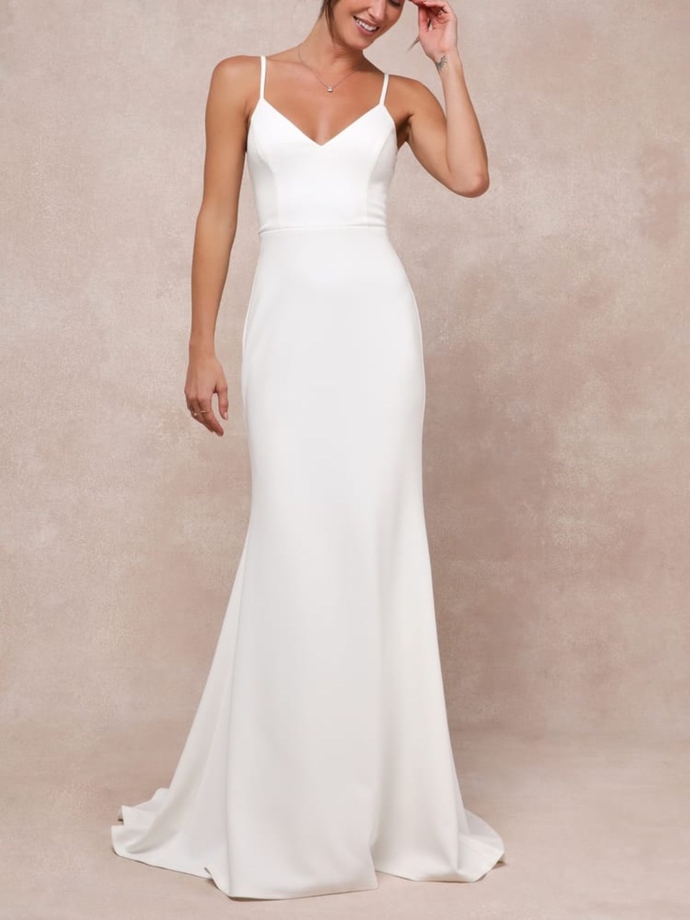 Elegant White Spaghetti-Strap Bridal Gown - Picture 3 of 11